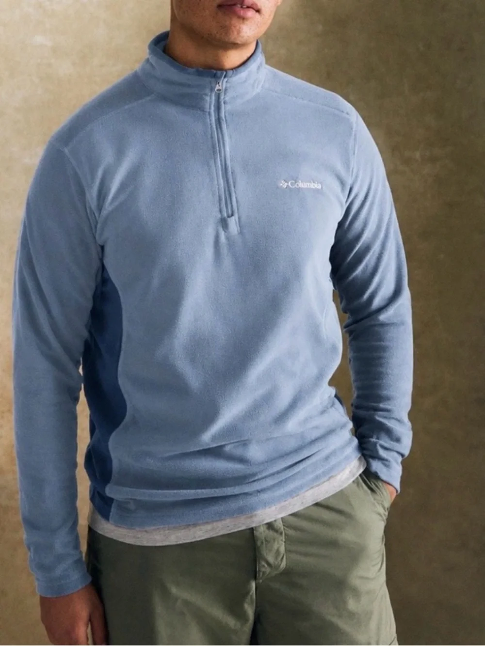 Columbia Men's Half Zip, Bluestone/Collegiate Navy, Extra Small